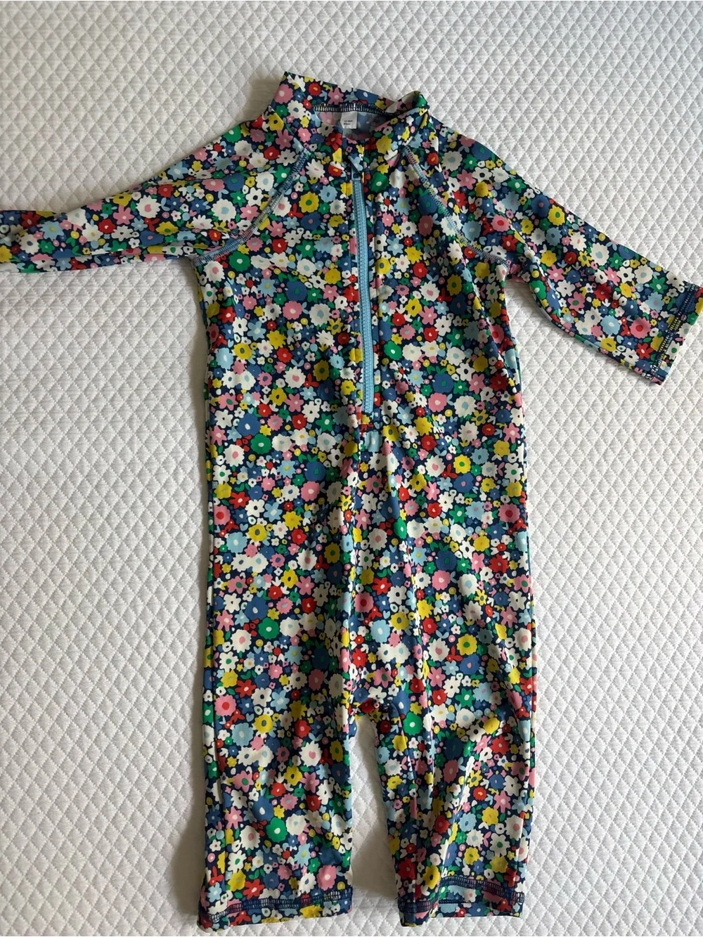 Baby Boden Floral One-Piece Rashguard Swimsuit - Navy Multicolor